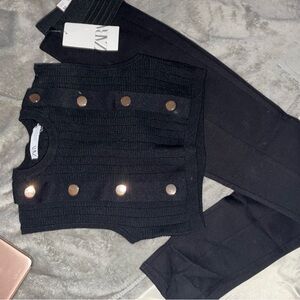 Zara Black Knit Vest and Pants Set
